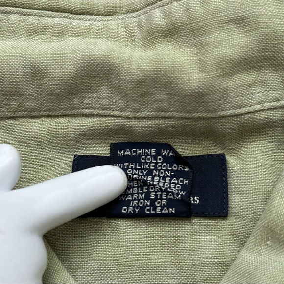 Brooks Brothers Shirt Mens Size XL 346 Short Sleeve Button 100% Linen Green - Picture 5 of 5